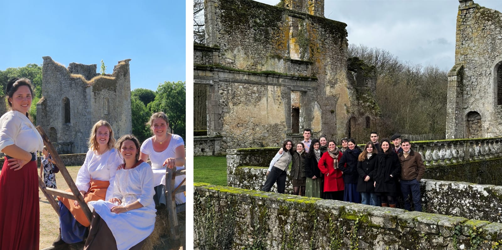 L'équipe et les bénévoles du Serment de la Durbelière, en costume et au château.